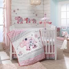 Rag quilt style elephant crib bedding in baby pink and gray with chevron and elephant prints. Pink And Gray Elephant Crib Bedding Set Online