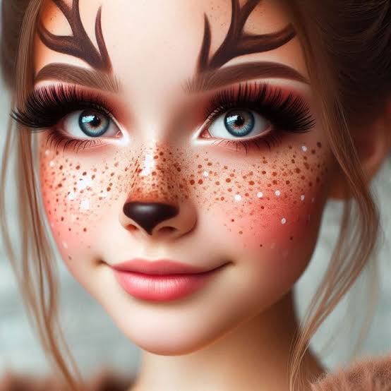 girl's portrait of a deer makeup