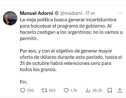 🚨 Retenciones 0 por un mes 🚨 Hasta llegar a las elecciones, se decidió  suspender las retenciones. 👉 Una medida que impacta directo en el campo,  el comercio y los precios. ¿Solución