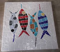Dessous De Plat Les Poissons Cuisine Et Service De Table Par Musaic Art De La Mosaique Animaux En Mosaique Artisanat Mosaique