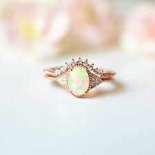 Rose Gold Opal Engagement Ring Sets Vintage Opal Wedding Ring Etsy Opal Engagement Ring Set Opal Wedding Rings Vintage Opal Engagement Ring