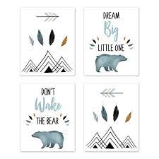 Turn your child's room into a fun and colorful space by shopping kids' wall decor from at home. Slate Blue And White Wall Art Prints Room Decor For Baby Nursery And Kids For Bear