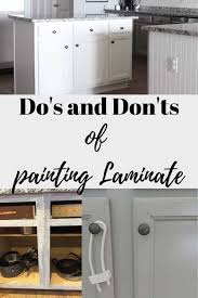 Store foodstuffs in a separate room, if possible, during the painting process, then return them, newly organized, once your cabinets are finished and completely dry. My Experience With The Do S And Don Ts Of Painting Laminate Surfaces Laminate Furniture Painting Laminate Kitchen Cabinets Painting Laminate
