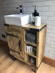 Reclaimed Rustic Industrial Vanity Unit With Sink Etsy Bathroom Cupboards Industrial Vanity Reclaimed Bathroom