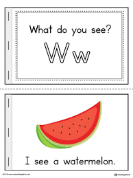 W · wagon · waist · walk · walkingstick · wall · wallaby · wallet · walnut Letter W Words Printable Mini Book Color Myteachingstation Com