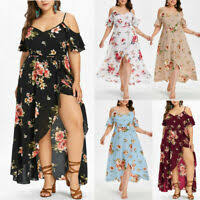 Casual Long Dress Plus Size Fashion Women Butterfly Printing V Neck Short Sleeve Ebay Printed Long Dresses Flower Print Long Dress Boho Dresses Long