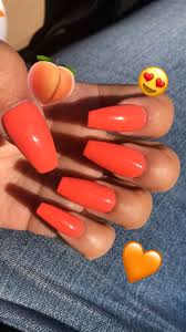Paint your nails in bright orange and cream color combination. Pinterest Anto Bright Acrylic Nails Orange Acrylic Nails