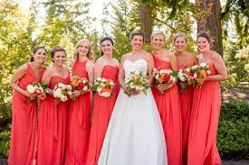 Bridesmaids In Spice Colored Dress Coral Orange Coral Bridesmaid Dresses Wedding Dresses Bridal