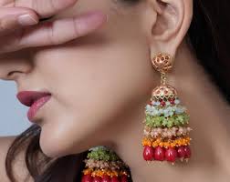 Restocked Bahubali Polki Pearl Jhumka/stone Jhumka/indian  Jewelry/pakistani/punjabi/indian/statement Earring/bridal Earring/indian  Wedding