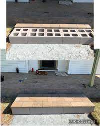 Cinder Block And Pavers Step Paver Steps Porch Steps Patio Steps