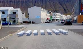 Trippy 3d Zebra Crossings Are Painted On Roads In Iceland Zebra Crossing Optical Illusions Surreal Scenes