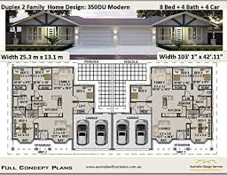 For more ways to create private space in a home, see our collection of house plans with inlaw suites. Duplex 2 Family House Plan 350du Modern 8 Bedroom 4 Bathroom 4 Car Garage Concept Plans Includes Detailed Floor Plan And Elevation Plans By Chris Morris