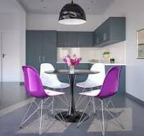 Leisuremod Cresco Acrylic Dining Chair with Chrome Metal Frame Accent Side  Chair Eifel Base in White Purple HD-CR19WPR