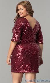 Sleeved Plus Size Short Sequin Holiday Party Dress In 2020 Plus Size Holiday Dresses Plus Size Cocktail Dresses Plus Size Party Dresses