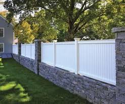 Universal Board Fence On Stone Wall Wood Solid Cellular Pvc Metal And Hollo Board Cellular Fence Hollo Stone Wall Backyard Fences Walpole Outdoors