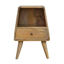 Scandinavian Style Bedside Table With Open Slot Nordic Nightstand Small Cabinet Side Table Handmade Solid Mango Wood Plant Stand In 2020 Bedside Table Scandinavian Style Wooden Bedside Table Solid Mango Wood