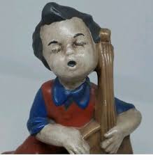 Vtg HomeMade Sweet Music boy with Cello Dated Nov 1972 Signed Jackie Spear  8"