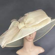 Champagne Gold Sinamay And Silk Wide Brim Kentucky Derby Hat Etsy Wedding Hats Derby Hats Fascinator Hats Wedding