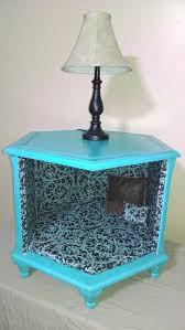 Re Purposed Antique Octagon End Table Turned Into An Adorable Bed For Your Small To Medium Pet Painted In A Vibrant Tu Diy Dog Bed Dog Furniture Diy Dog Stuff