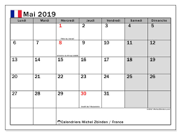 Vous pouvez également télécharger l'image du calendrier, du annuel calendrier 2019 à imprimer avec un calendrier de 12 mois sur une page, sur votre système. Calendrier Mai 2019 France Michel Zbinden Fr
