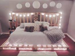 The understated design is undeniably. Pallet Bed With Lights Bedroom Diy Apartment Decor Bedroom Design