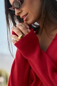 Czerwony, rozpinany, kardigan z wełny merino i kaszmiru