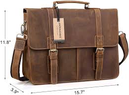 Jack Chris Men S Leather Briefcase Messenger Bag Business Laptop Bag N1115 Amazon Co Uk Luggage