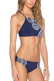 Women S High Neck Bikini Swimsuit Halter Adjustable Straps Two Piece Bikini Swimwear Navy Floral Ch18cqyzkmd High Neck Bikinis Bikini Swimsuits High Neck Swimsuits