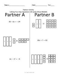 Solving Two Step Equations Partner Activity Two Step Equations Literal Equations Pre Algebra Worksheets