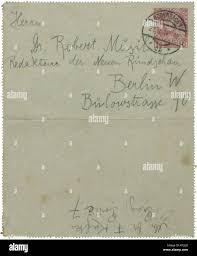 Franz Kafka an Robert Musil 1914 02 27 Umschlag Stock Photo