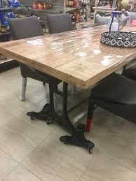 Wood Table With Singer Cast Iron Legs Home Sense 999 Wood Table Rustic Dining Rustic Dining Table