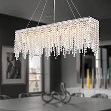 Modern crystal chandelier, crystal lighting lamp, e12 lighting source, used in living room dining hall corridors, etc. Apbeamlighting Rectangular Crystal Chandelier Modern Linear Pendant Light Flush Mount Raindrop Island Lighting Fixture For Dining Room Restaurant Living Room 8 Lights Amazon Com