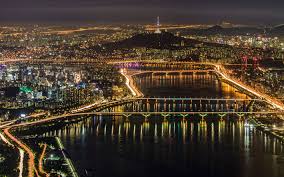 Download Wallpapers Seoul City Lights Night South Korea Bridge Besthqwallpapers Com Seoul City Lights South Korea
