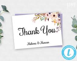 Lavender Floral Thank You Card Template Wedding Thank You Cards Printable Thank You Cards Thank You Card Template Printable Thank You Cards Thank You Cards