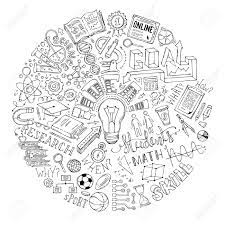 Vector Doodles Concept De L Education Science Mathematiques Laboratoire Chimie Symboles Et Elements De Recherche Livre De Coloriage Cercle Dessine A La Main Pour Le Modele Des Adultes Clip Art Libres De Droits