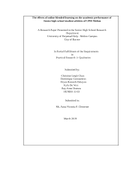 We did not find results for: The Effects Of Online Blended Learning On The Academic Performance Of Senior High School Student Athletes Of Uph Molino Docsity