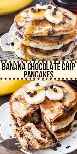 Banana Chocolate Chip Pancakes In 2020 Banana Chocolate Chip Pancakes Chocolate Chip Pancakes Chocolate Chip Pancakes Recipe