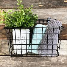 Wire Basket Wall Mount Metal Wall Decor Rustic Wall Decor Industrial Bathroom Basket Organization Kitchen Baskets On Wall Wire Baskets Basket Wall Decor