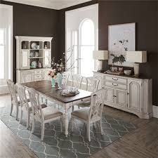 Abbey Road Rectangular Leg Table Splat Back Chair 9 Piece Dining Set In Porcelain White Finish With Churchill Brown Tops By Liberty Furniture 455w Dr 9rls Liberty Furniture Furniture Side Chairs