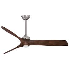 Medium ceiling fan brushed nickel other finishes available 58 width : Minka Aire Aviation 60 In Integrated Led Indoor Brushed Nickel And Medium Maple Ceiling Fan With Light With Remote Control F853l Bn Mm The Home Depot