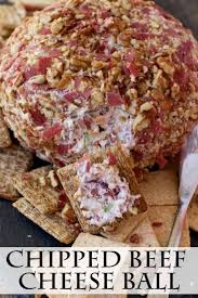 Chipped Beef Cheese Ball Is Always A Favorite Appetizer At The Holiday Parties This Chipped Beef Cheeseba Favorite Appetizers Cheese Ball Recipes Chipped Beef