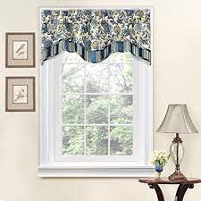 2 vintage sears floral lace ruffled curtain panels w/ tie backs 68 x 82 usa. Amazon Com Waverly Navarra Floral Pattern Scalloped Window Valance Curtains 52 W X 16 L Porcelain Home Kitchen