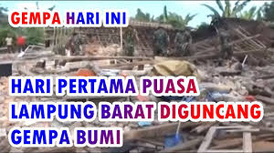 Gempa dengan kekuatan magnitudo 5,4 guncang barat laut lampung, rabu (27/1/2021). Hari Pertama Puasa Lampung Barat Diguncang Gempa Bumi Youtube