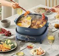 Dezin Electric Hot Pot with Divider, 5L Double-Flavor Shabu Shabu Hot