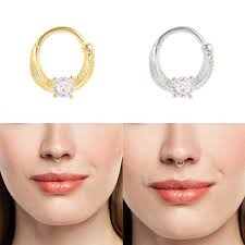 1PC Septum Helix Cartilage Piercing Daith Earing Bling Crystal Nose Hoop  Ear Bone Tragus Buckle Ring Trend Body Chic Jewelry