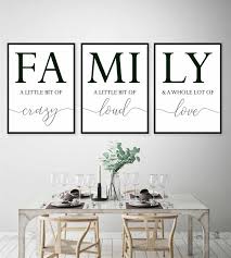 Family Sign Family A Little Bit Of Crazy Print Set Of 3 Prints Family Quotes Home Decor Signs Living Room Wall Art Bedroom Wall Decor Prints Hallway Wall Decor Dinning Room Wall Decor Wall Decor Bedroom