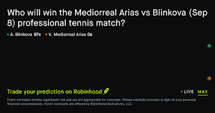 September 8, 2026: Mediorreal Arias vs Blinkova Tennis Prediction Market