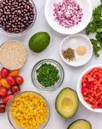 Ingredients · 1/3 cup fresh lemon juice · 1/3 cup olive oil · 3 tbsp chopped fresh cilantro · sea salt and fresh ground black pepper, to taste · 1 cup quinoa, rinsed . Southwest Quinoa Bowl Three Little Chickpeas