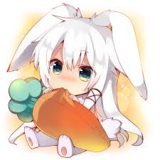 Bunny Girl Carrot Kawaii Pajama White Hair Icon Cute Cute Anime Chibi Anime Chibi Chibi