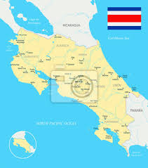 República de costa rica), is a country in central america, bordered by nicaragua to the north, the caribbean sea to the northeast. Costa Rica Karte Detaillierte Vektor Illustration Leinwandbilder Bilder San Jose Hauptstadt Computer Symbol Myloview De